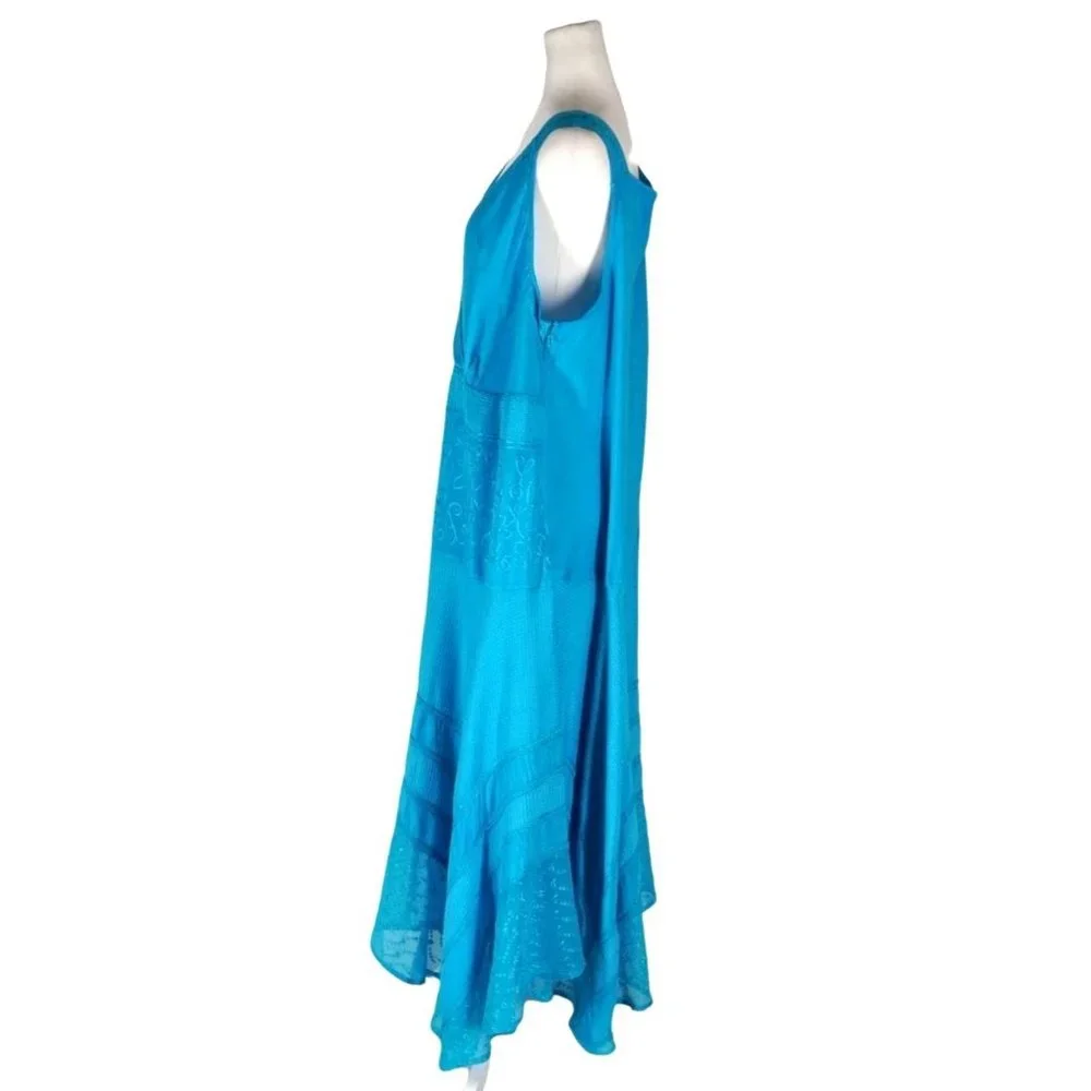 Added Dimensions Dress for Catherines Size 1X Blue Boho Hippie Midi Maxi‎